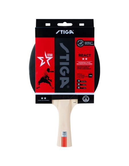 Stiga REACT 2-Star Bordtennisbat - 2 Stjerner