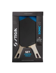 STIGA SET SONIC V2 Cybershape 2 Stk Bordtennis Bat + 3 Bolde