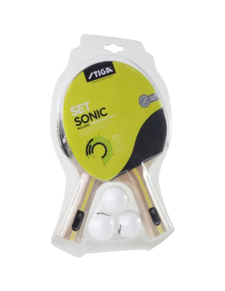 STIGA SET SONIC Anywhere 2 Stk Bordtennis Bat + 3 Bolde + Net