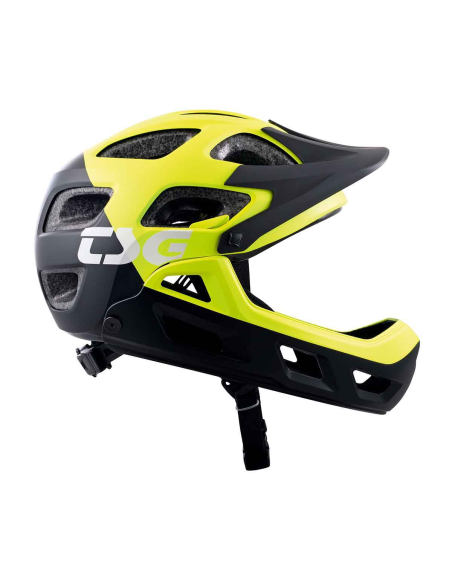 TSG Seek Youth Flow Fullface Mountain/BMX Hjelm - Graphic Design Flow Sort Yellow