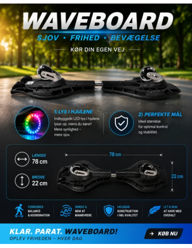 RASK Waveboard Original Med LYS I Hjulene - DARK
