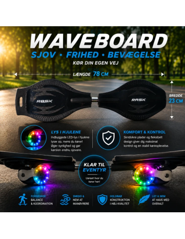 RASK Waveboard Original Med LYS I Hjulene - DARK