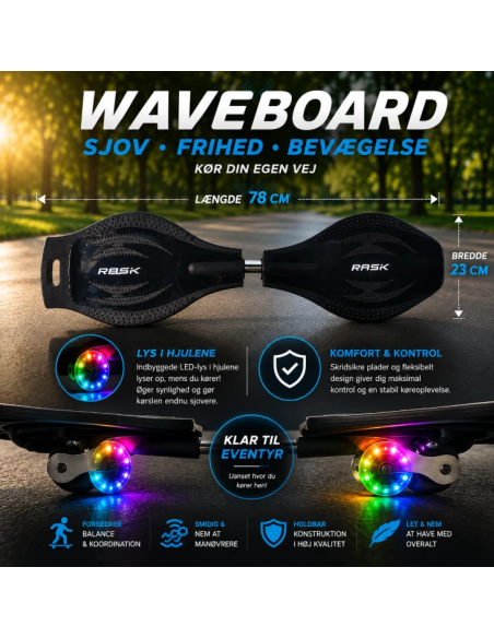 RASK Waveboard Original Med LYS I Hjulene - DARK